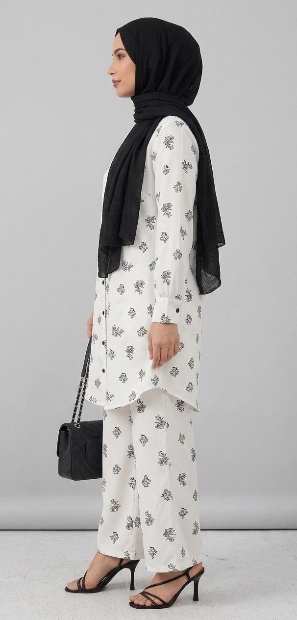 Elegant Floral Print Tunic Set