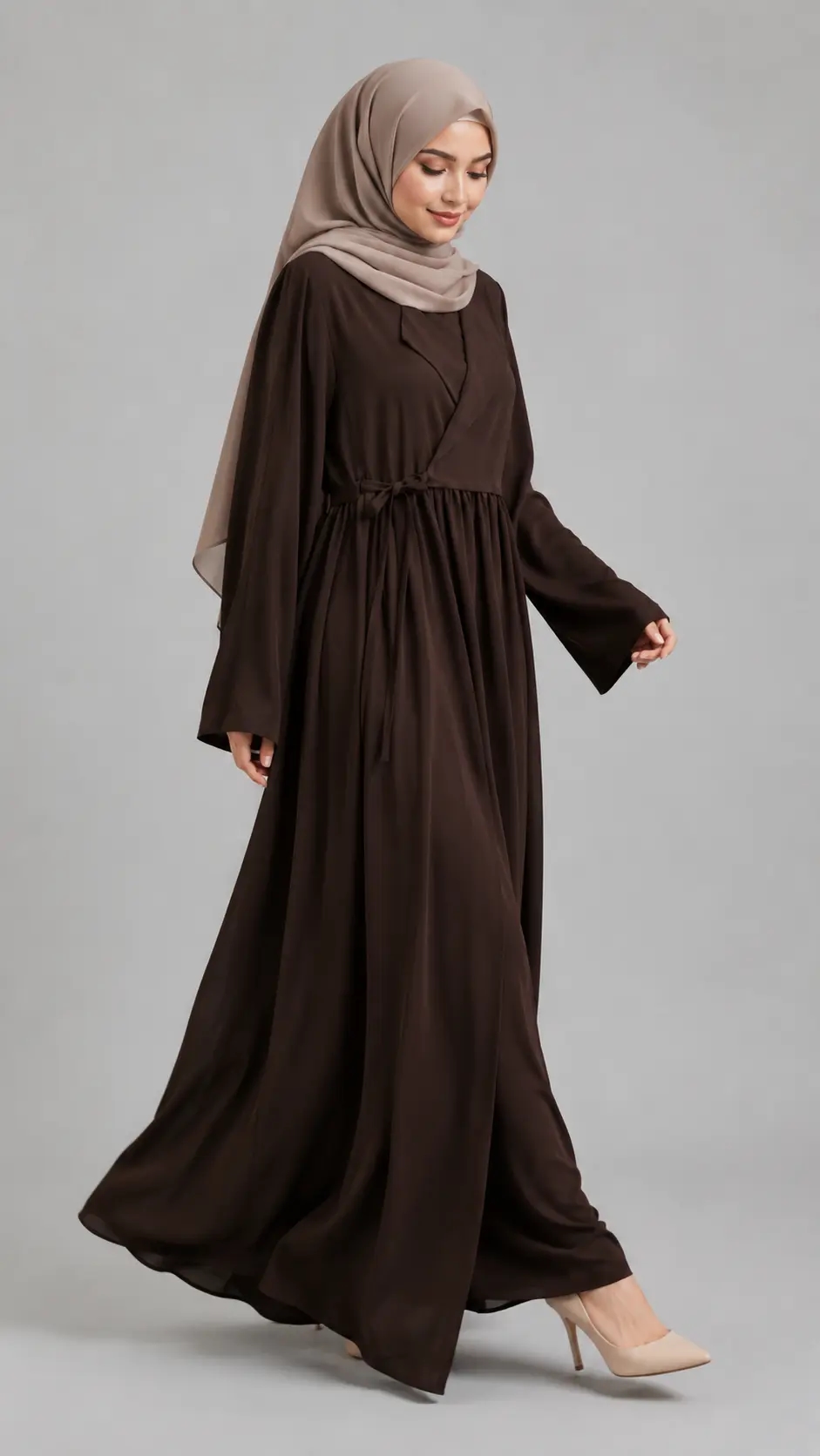 AL Sidrah Cocoa Wrap Abaya