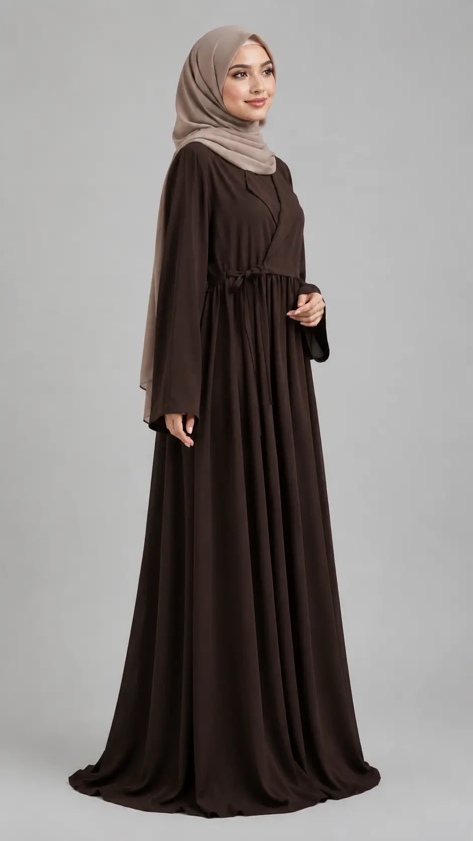 AL Sidrah Cocoa Wrap Abaya