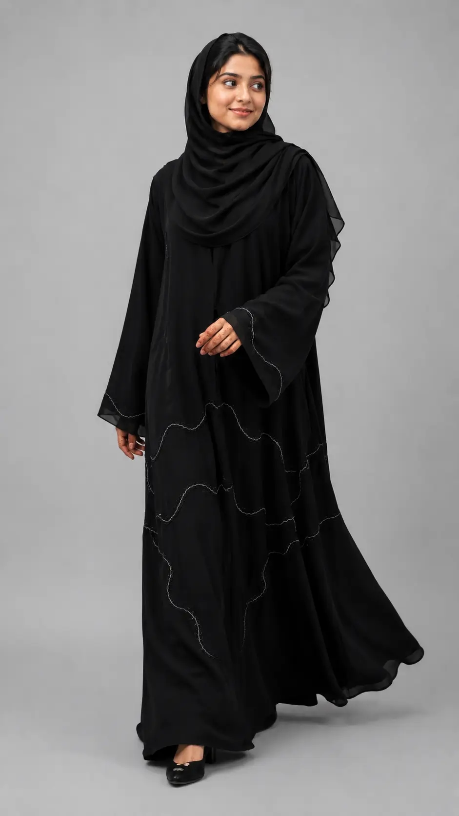 Black Elegance – Premium Grey Handwork Abaya