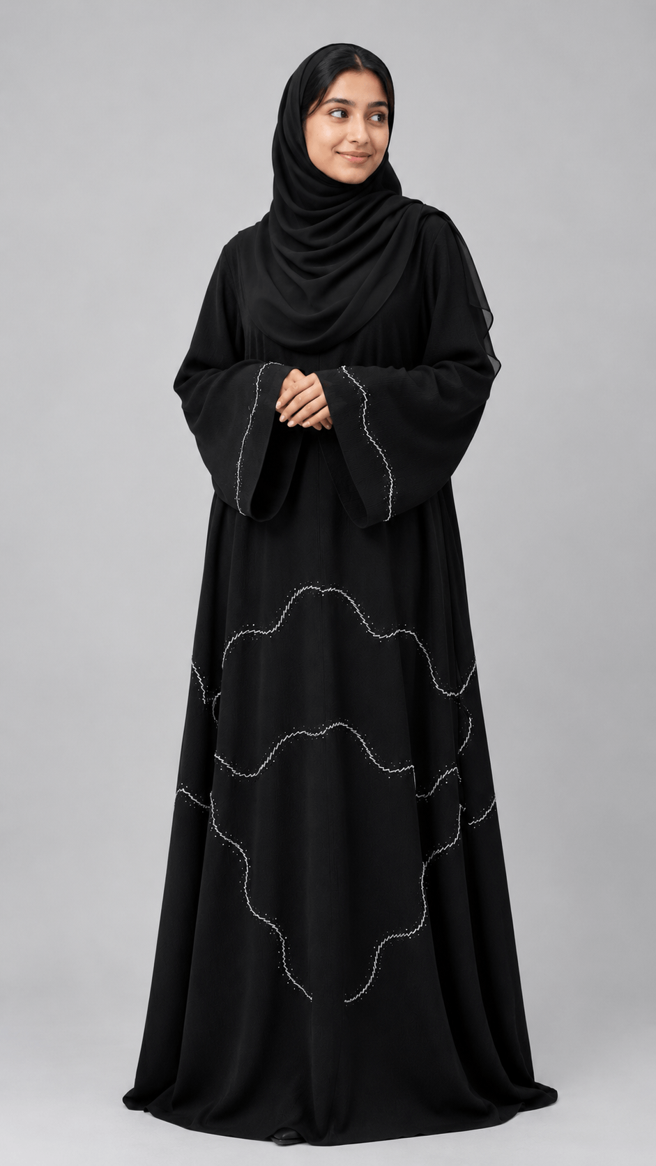 Black Elegance – Premium Grey Handwork Abaya