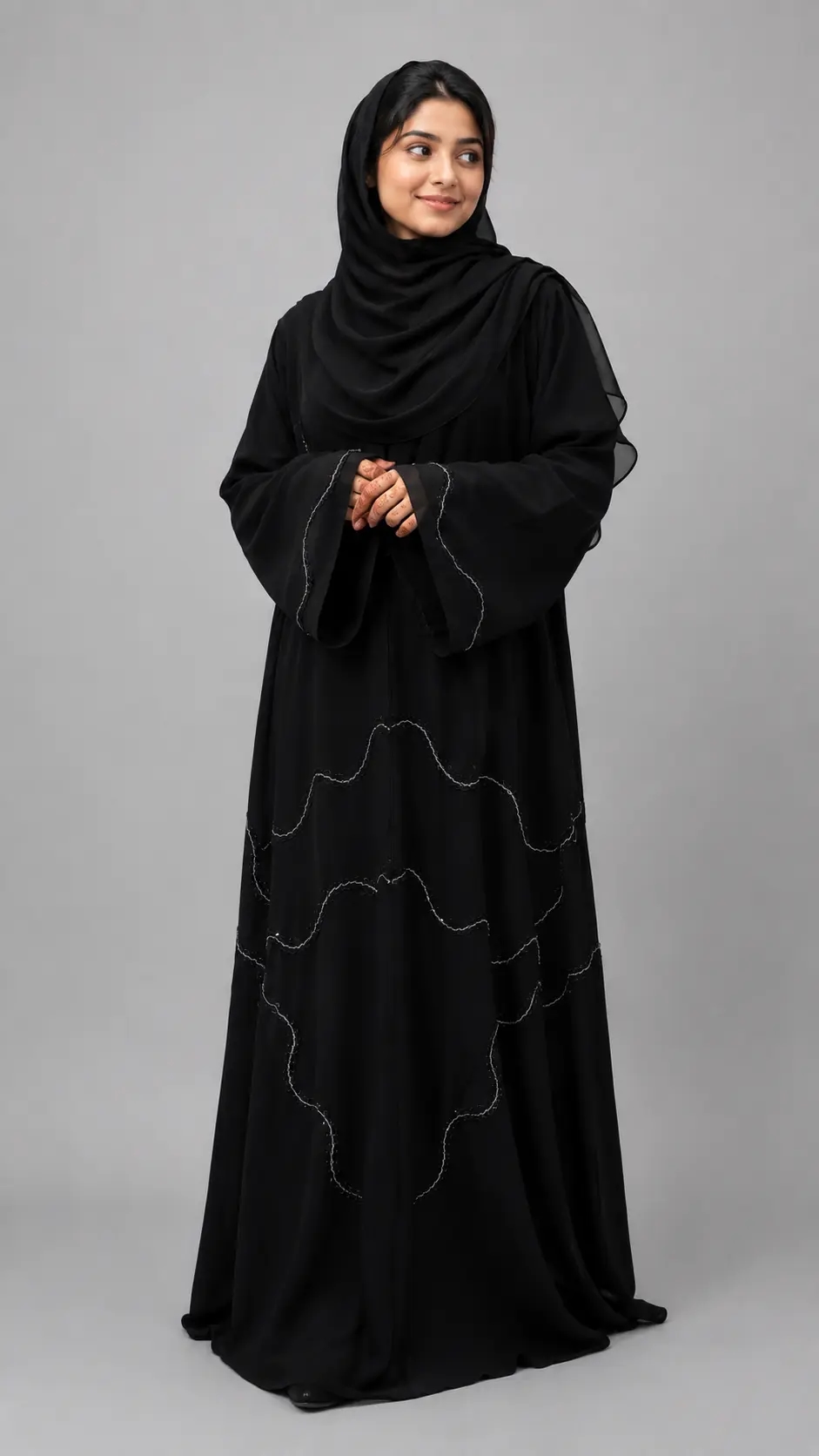 Black Elegance – Premium Grey Handwork Abaya