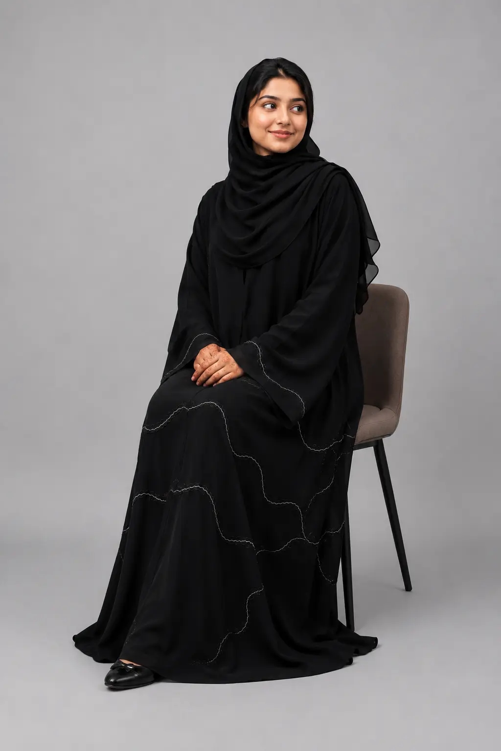 Black Elegance – Premium Grey Handwork Abaya