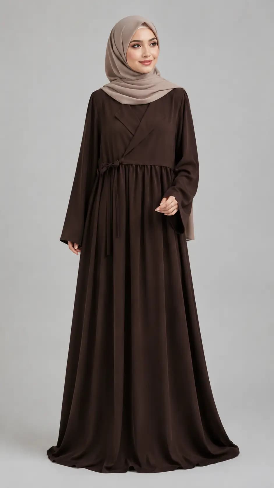 AL Sidrah Cocoa Wrap Abaya