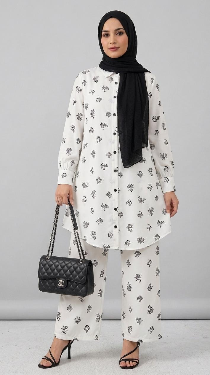 Elegant Floral Print Tunic Set