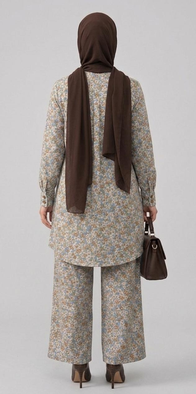 Classic Brown and Beige Floral Set
