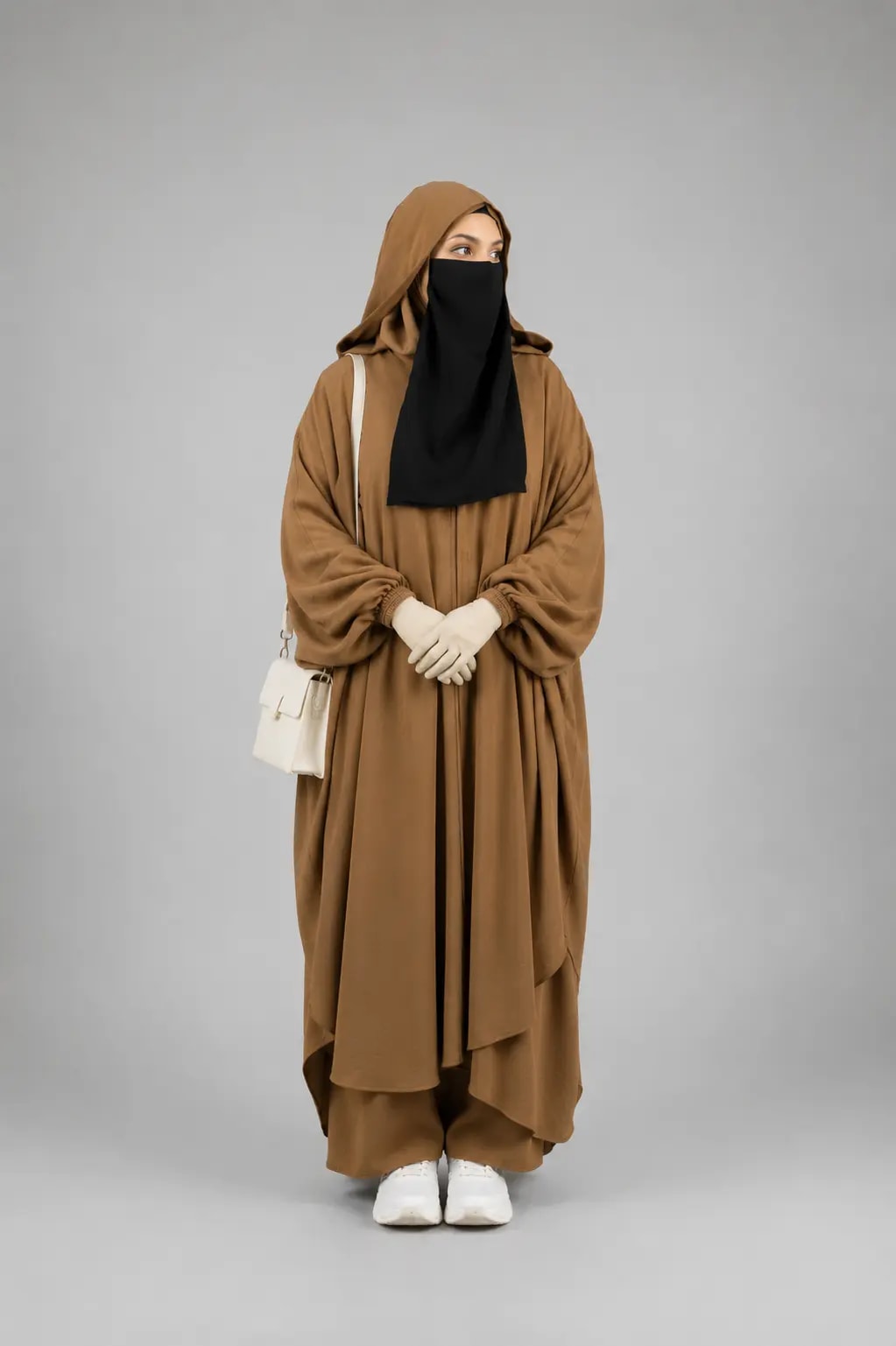 Hoodie Abaya Cord Set – Mocha Brown