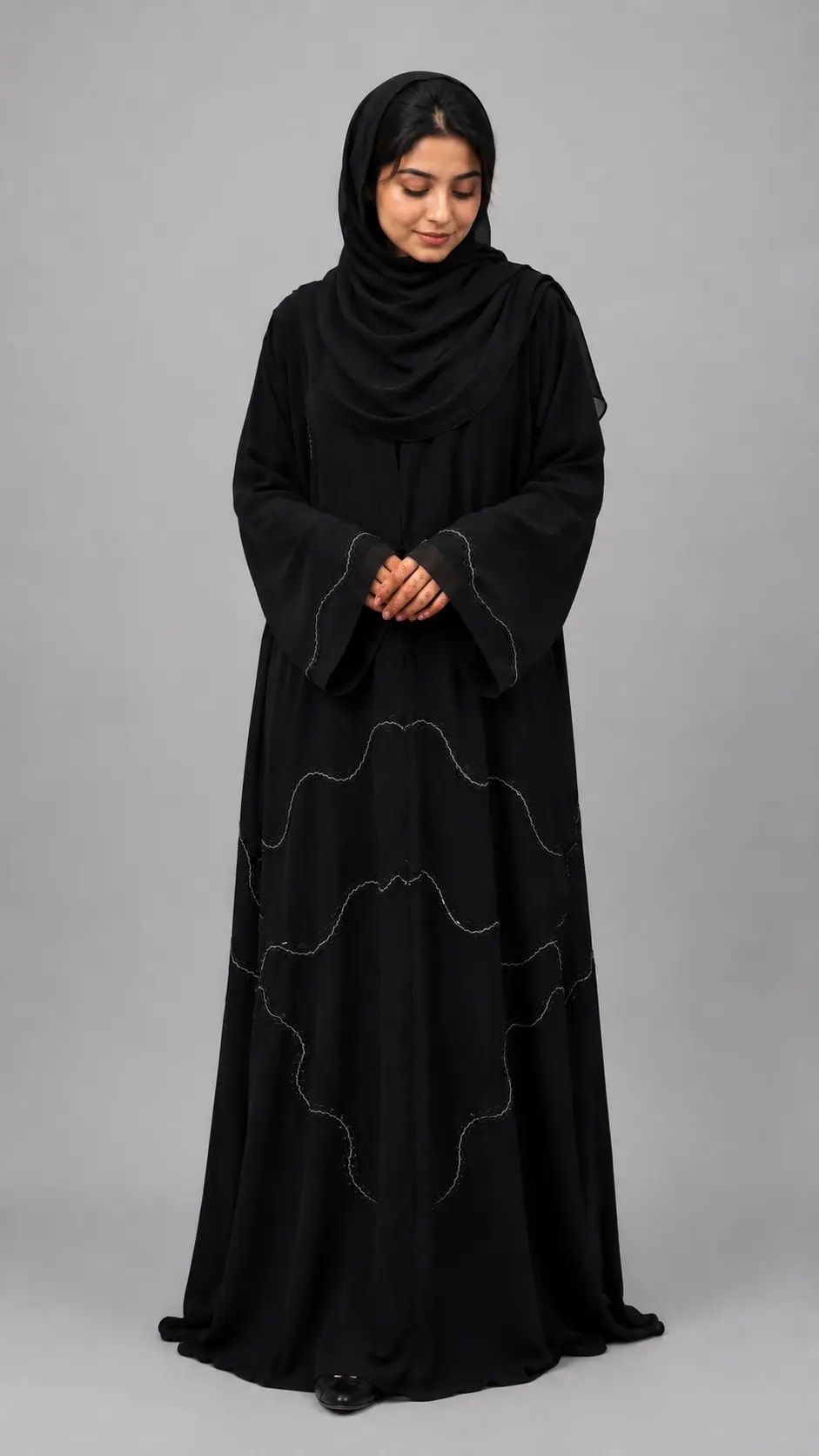 Black Elegance – Premium Grey Handwork Abaya