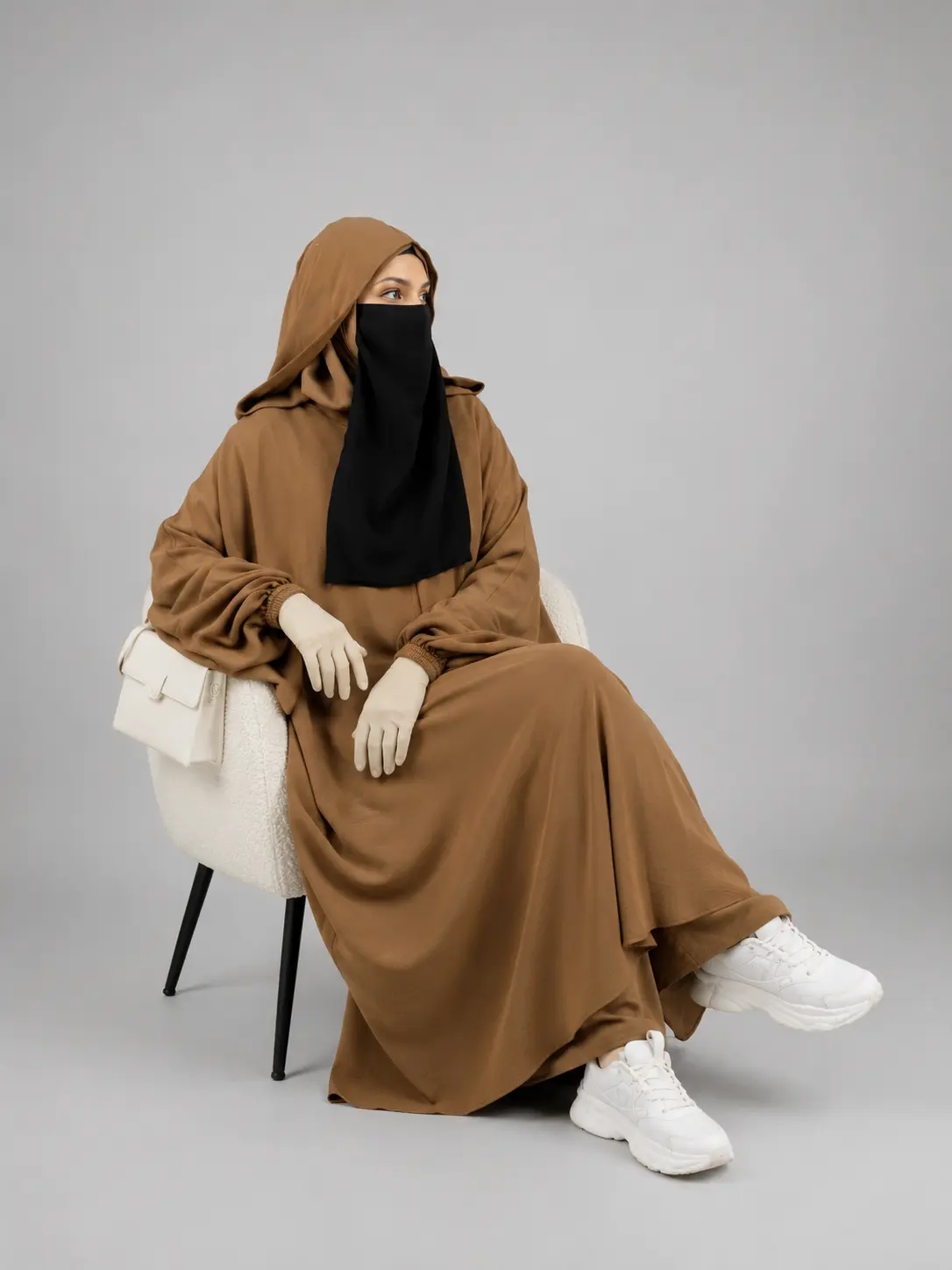 Hoodie Abaya Cord Set – Mocha Brown